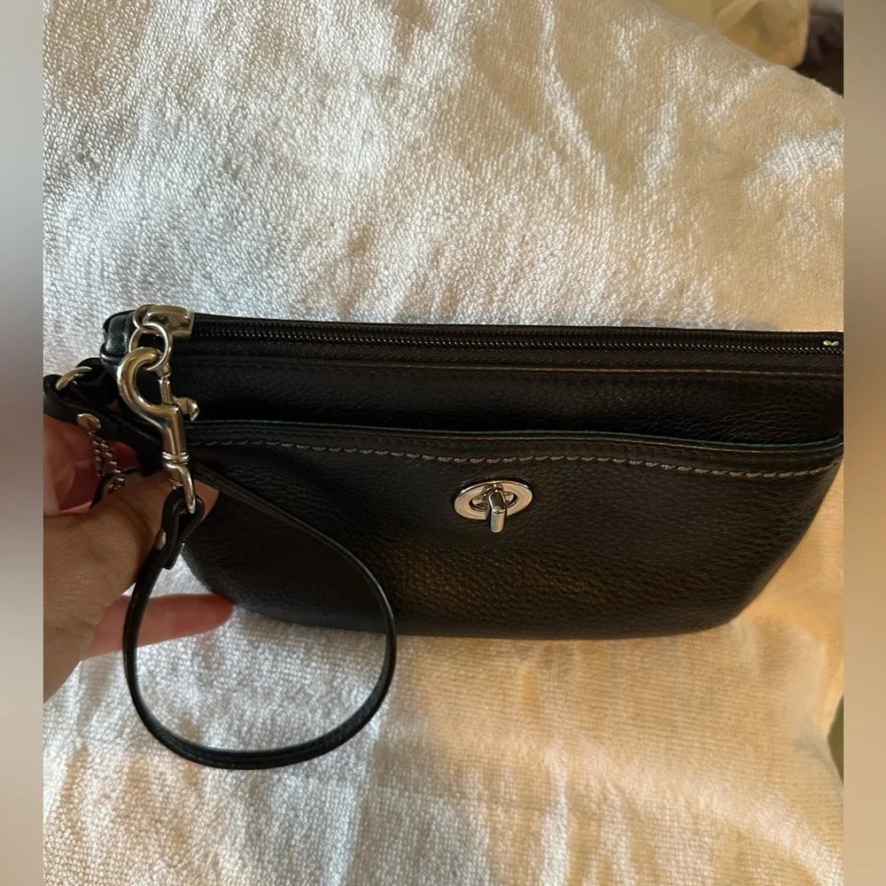 Coach Black Leather Wristlet